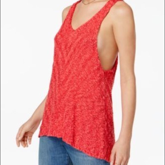 NWT Free People Chevron Sweater Tank Top Red XS - Picture 4 of 11